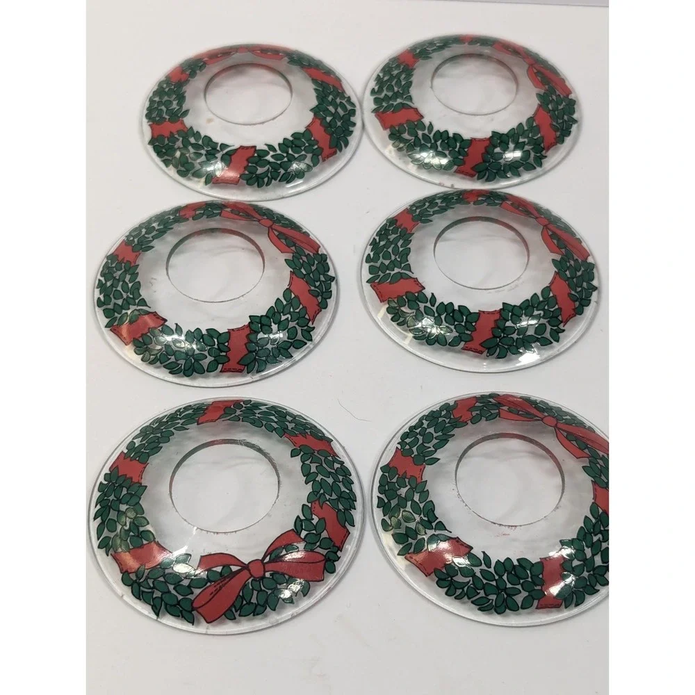 Bobeches Taper Candle Wax Drip‎ Catchers Mistletoe Holly Berry Lillian Vernon